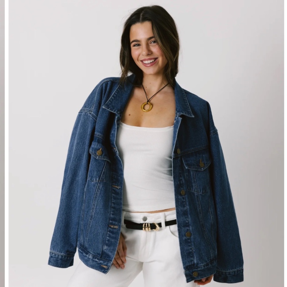 Midtown Oversized Denim Jacket - Dark Wash
